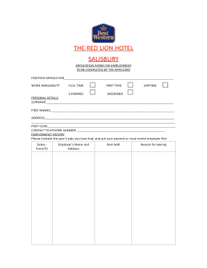 Excel project management dashboard - Application form 2 - The Red Lion Hotel Sailsbury - the-redlion co