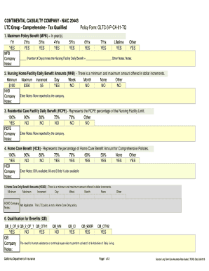 Cost sheet template - LTCRG2015 Policy Form GLTC-3-P-CA-01-TQ. LTCRG2015 Policy Form GLTC-3-P-CA-01-TQ - insurance ca