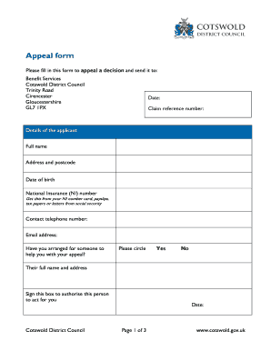 Appeal form - Cotswold District Council elections - beta cotswold gov