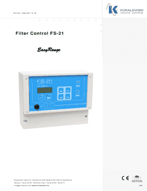 Filter Control FS-21. Product Description - koralewski