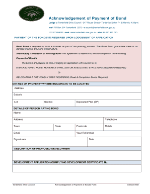 Bond lodgement form sa Bond lodgement form sa