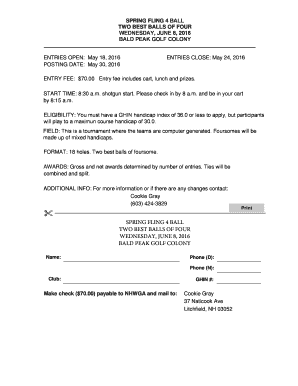 Spring Fling 4 Ball Golf Tournament