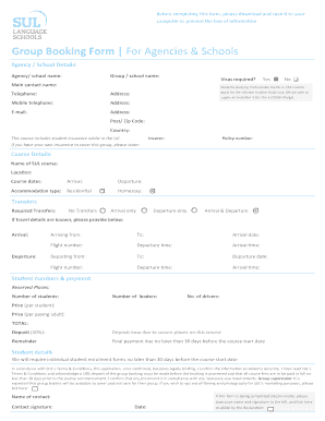 Booking Form - SUL Language Schools