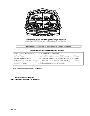 Tender for Purchase of Mattresess - nmmc maharashtra etenders