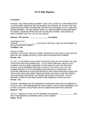 Fillable Online ELW Holy Baptism Fax Email Print - pdfFiller