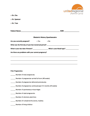 Statement of service template - New Patient Form - Obstetrics - urphysiciangroup