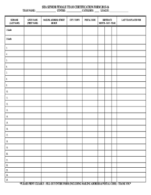 Draft a writ of habeas corpus - SHA SENIOR FEMALE TEAM CERTIFICATION FORM 2015-16 TEAM ... - sha sk