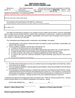 NEBO SCHOOL DISTRICT FIELD TRIP / ACTIVITY CONSENT FORM - title7 nebo