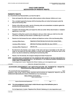 received a copy of the child care center notification of parents rights and the - nellyschildcare