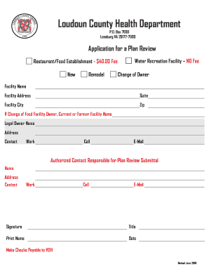 Food Establishment Plan Review Additional Caterers - loudoun