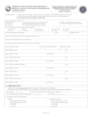 Indiana EMS Provider Renewal Application