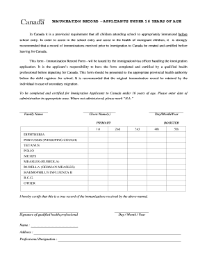 Immunization Record Form. Immunization Record Form - isp hcdsb