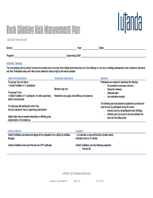 Rock Climbing Risk Management Plan - lutanda org