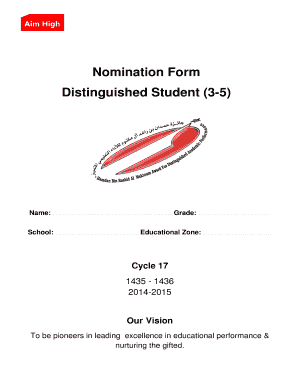 Nomination Form Distinguished Student (3-5) - Ha