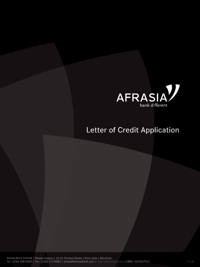 Fillable Online Letter of Credit Application AfrAsia Bank Fax Email