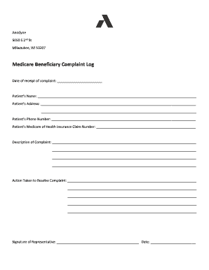 Medicare Beneficiary Complaint Log - Anodyne