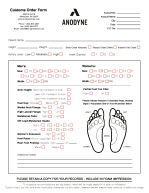 Anodyne Shoe Order Form - Fill Online, Printable, Fillable, Blank ...