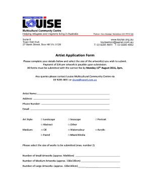 Artist Application Form 2016 - louise.org.au - louise org