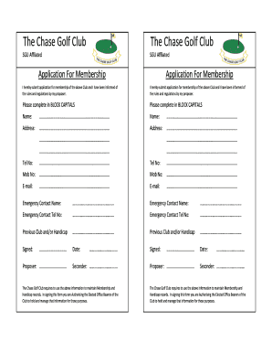 Membership Application Form - The Chase Golf Club - thechasegolfclub co