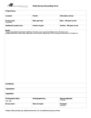Field Survey Recording Form - Watershed Landscape - watershedlandscape co