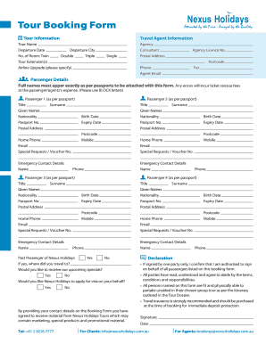 Booking Form English Tour - nexussydney.com.au