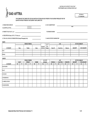 Hotel pass on log template - CASTING DATA REPORT FOR STUNT