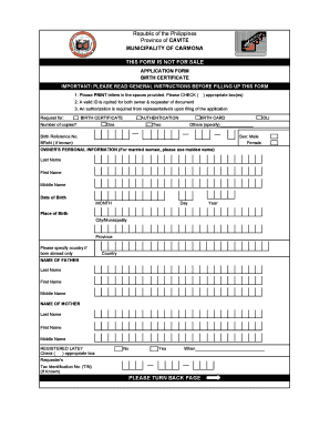 Philippines Birth Certificate Application Form