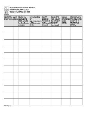 Missouri Waste Stream Analysis Form