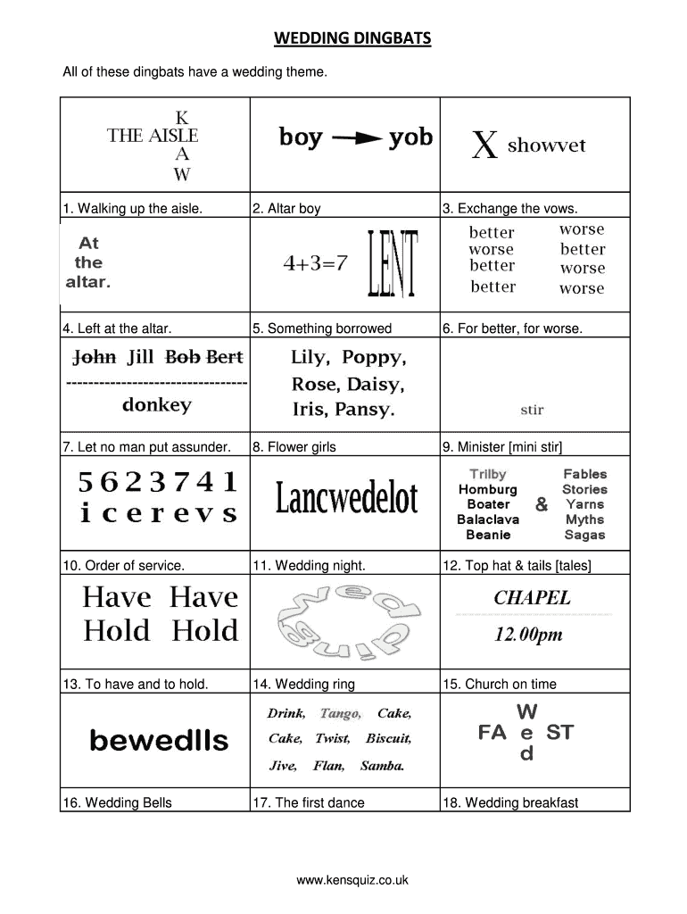 Fillable Online All of these dingbats have a wedding theme Fax Email ...