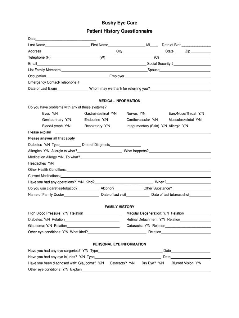 Fillable Online Busby Eye Care Fax Email Print pdfFiller