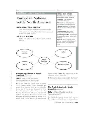 european nations settle north america