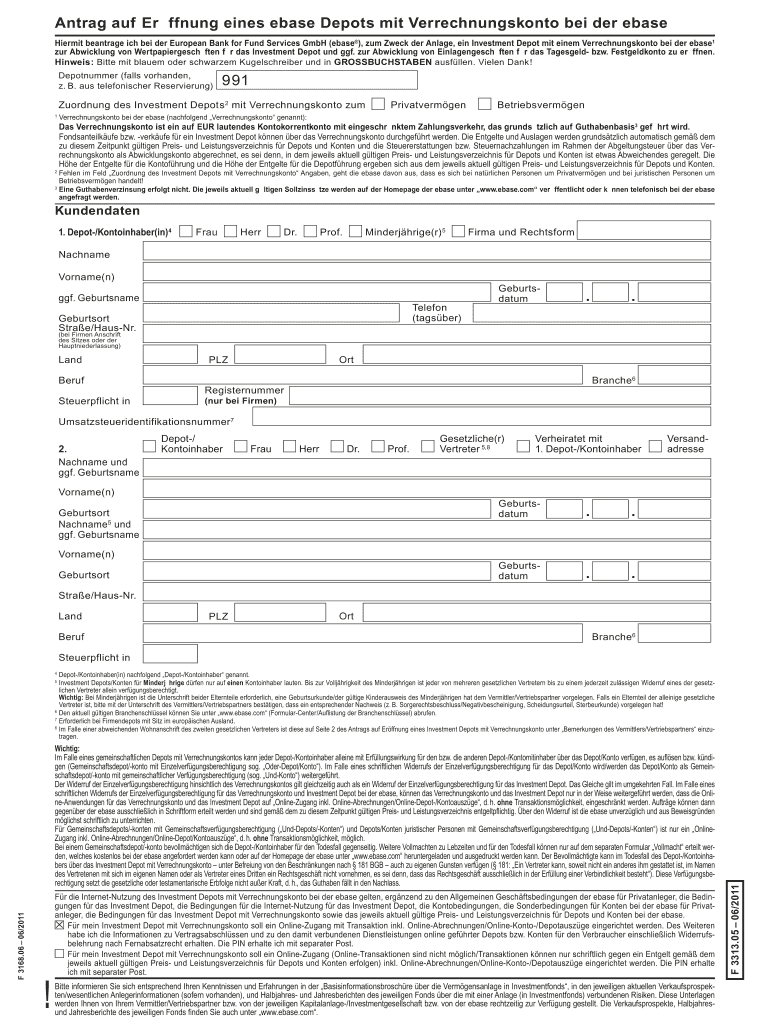 Fillable Online bestinfonds Erffnung eines ebase Depots(nachfolgend