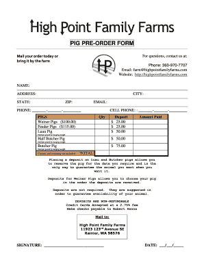 PIG PRE-ORDER FORM - High Point Family Farms