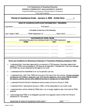 Transitional Sheltering Assistance Extension Form