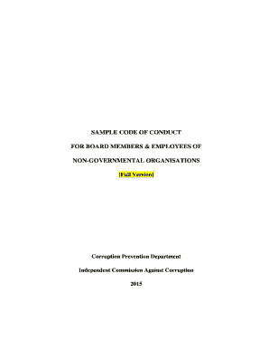 Sample code of conduct for board members &amp; employees of non ... - hkcss org