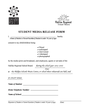 STUDENT MEDIA RELEASE FORM - Nova Scotia Department of ... - hacm ednet ns