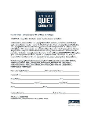 Fillable Online maytag You may obtain a printable copy of this ...