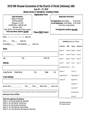 2010 SW Diocese Convention Registration Form