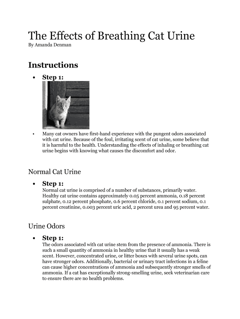 Fillable Online The Effects of Breathing Cat Urine Fax Email Print