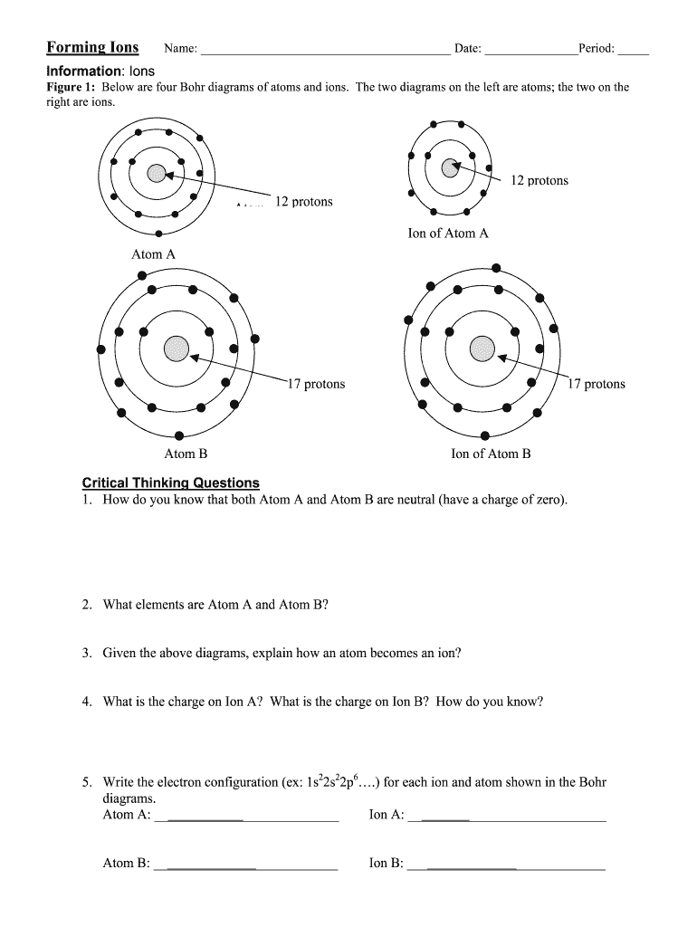 Formation Of Ions Worksheet Fill Online Printable Fillable Blank PdfFiller