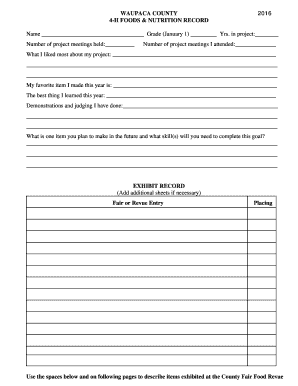 4-H FOODS &amp; NUTRITION RECORD