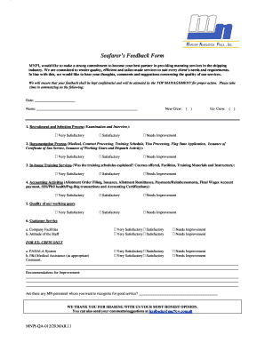 Ppe feedback form - united marine training center