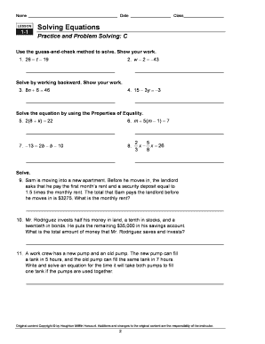 practice and problem solving c answer key