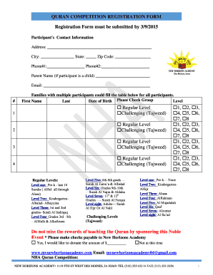 Quran competition registration