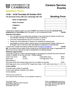 Solicitors Event Booking Form - University of Cambridge
