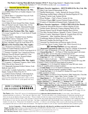 The pantry catering menu