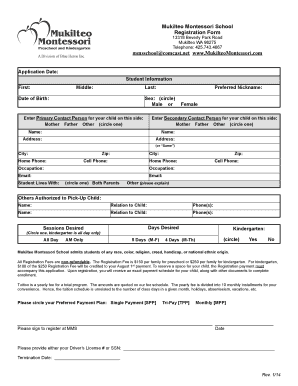 Registration Form Download - Mukilteo Montessori School