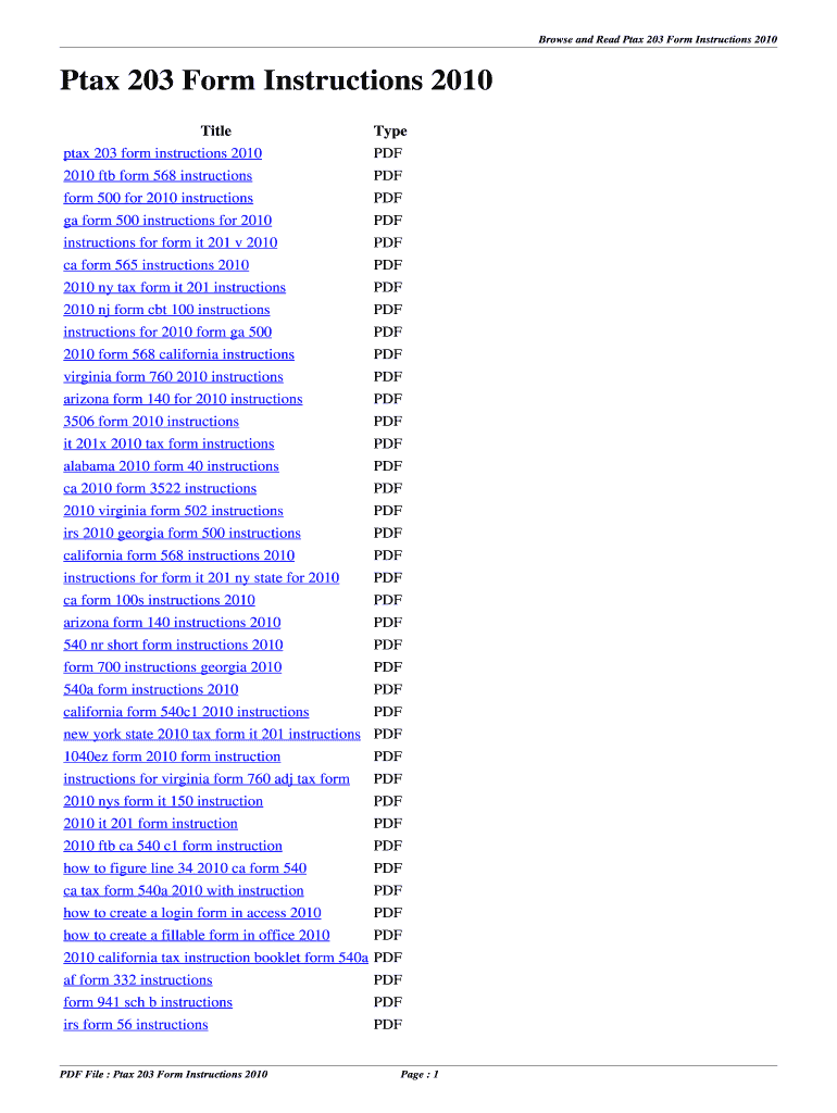 Fillable Online Ptax 203 Form Instructions 2010 - eavee.mit-segeln.com ...