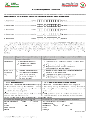 K-Cyber Banking Add Own Account Form