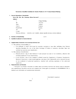 Nomination of Director Candidate for 2015 Annual General Meeting